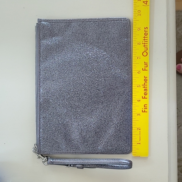 Coach Gunmetal Silver Metallic Clutch Wristlet - Picture 2 of 2